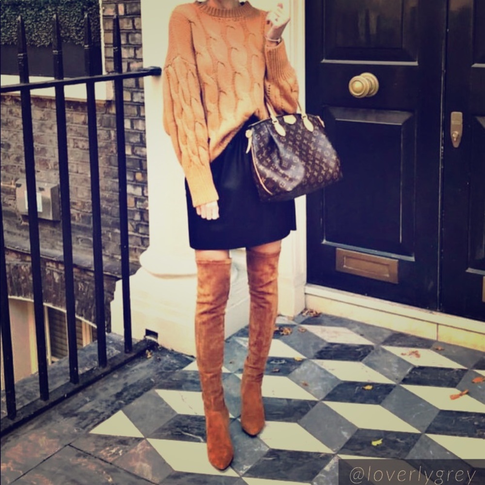 ‘Marlo’ tan over the knee suede leather boots 39